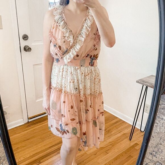 Free People Floral Skies Hi-Low Ruffle Midi Dress S - Picture 3 of 9